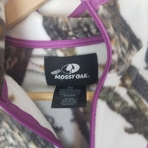 Mossy Oak‎ Size S Camouflauge Pink Trim Womens S Fleece 1/4 Zip Fleece Pullover - Picture 8 of 9